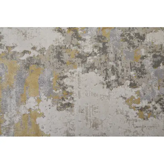 Ivory Gold And Gray Abstract Stain Resistant Area Rug Photo 6