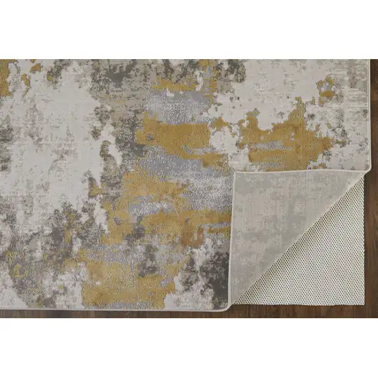 Ivory Gold And Gray Abstract Stain Resistant Area Rug Photo 3