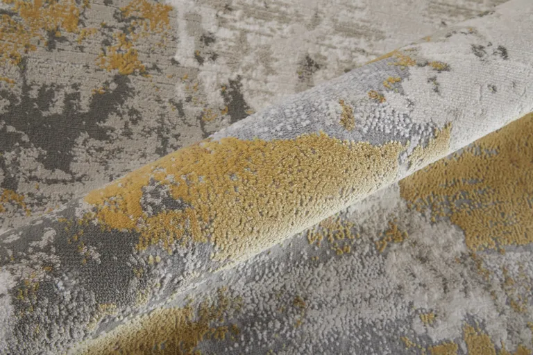 Ivory Gold And Gray Abstract Stain Resistant Area Rug Photo 5