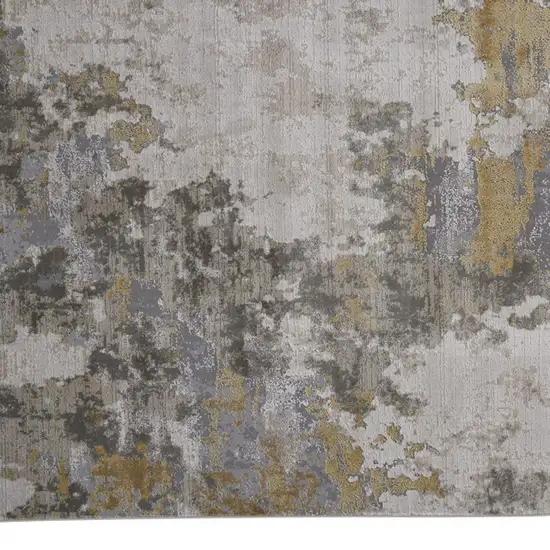 Ivory Gold And Gray Abstract Stain Resistant Area Rug Photo 8