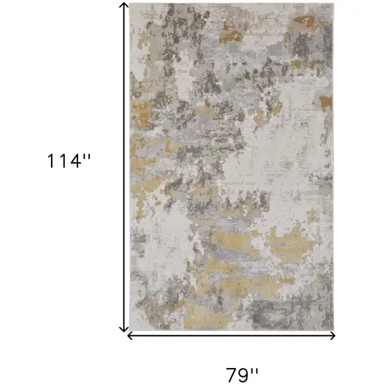 Ivory Gold And Gray Abstract Stain Resistant Area Rug Photo 3