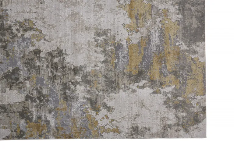 Ivory Gold And Gray Abstract Stain Resistant Area Rug Photo 1