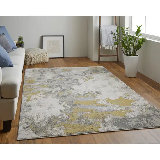 Ivory Gold And Gray Abstract Stain Resistant Area Rug Photo 6