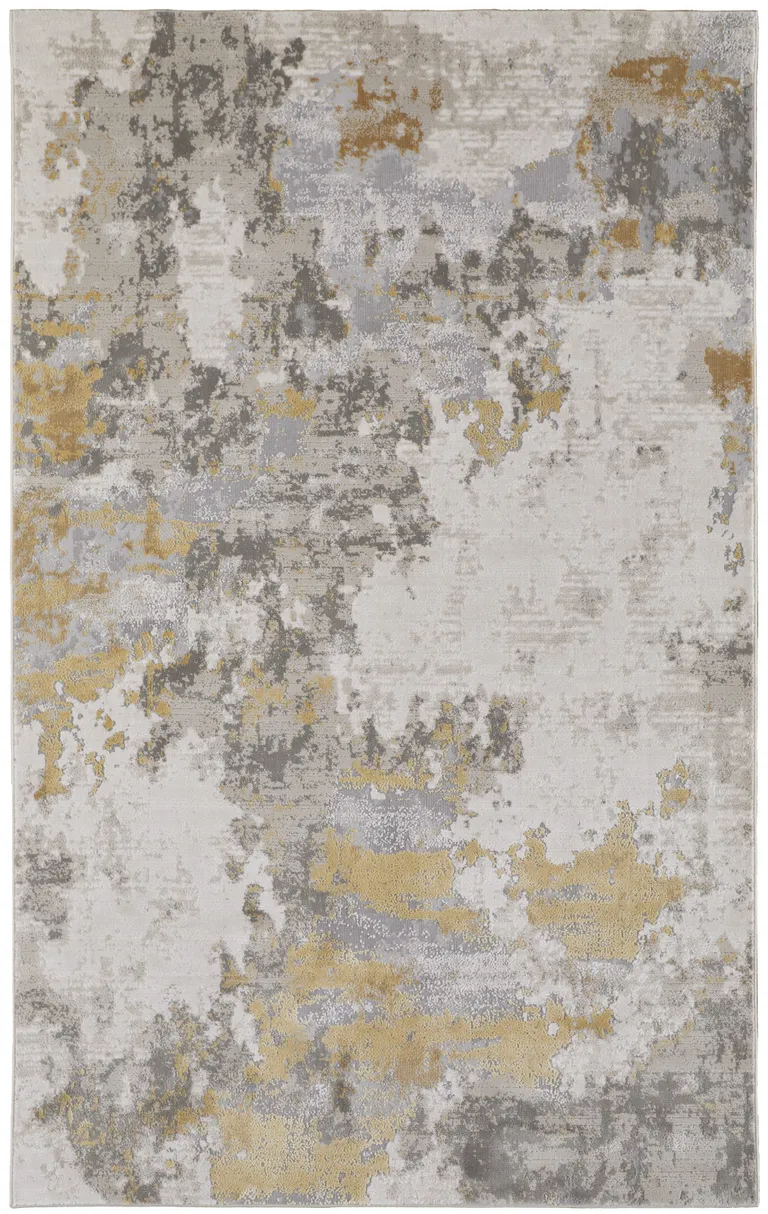 Ivory Gold And Gray Abstract Stain Resistant Area Rug Photo 1