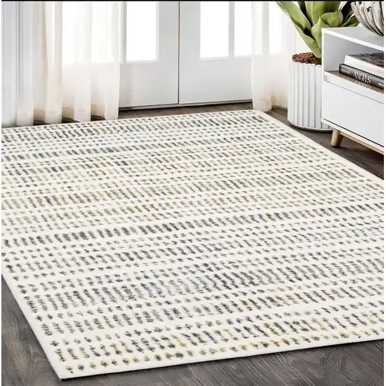 Ivory Gold And Gray Striped Area Rug Photo 1