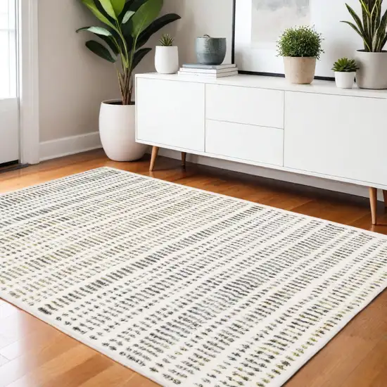 Ivory Gold And Gray Striped Area Rug Photo 1