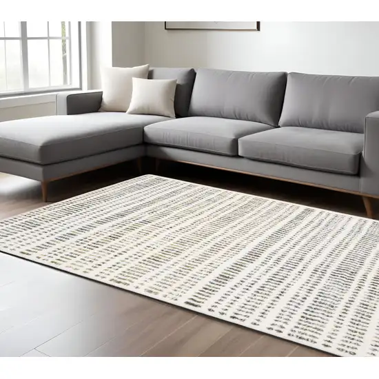 Ivory Gold And Gray Striped Area Rug Photo 1