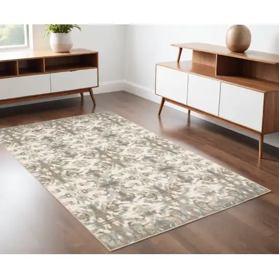 Ivory Gray Abstract Ikat Indoor Area Rug Photo 1