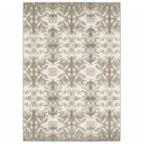 Ivory Gray Abstract Ikat Indoor Area Rug Photo 1