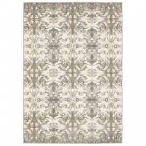 Photo of Ivory Gray Abstract Ikat Indoor Area Rug