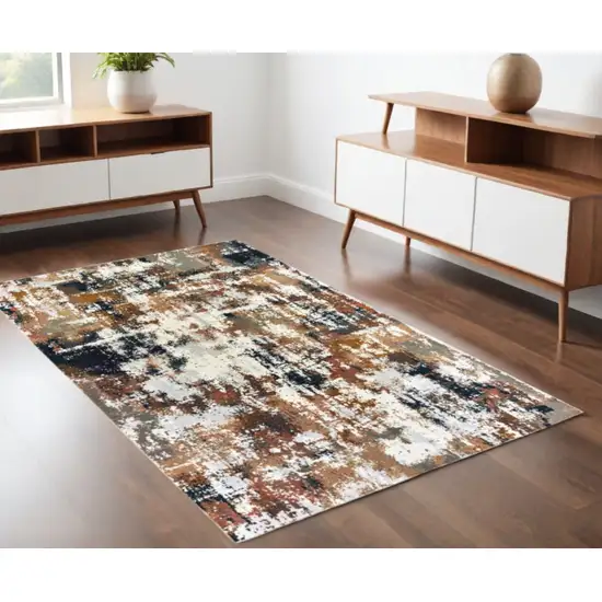 Ivory Gray Abstract Sectors Indoor Area Rug Photo 2