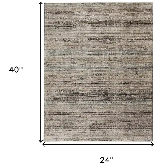 Ivory Gray And Black Abstract Distressed Area Rug With Fringe Photo 9