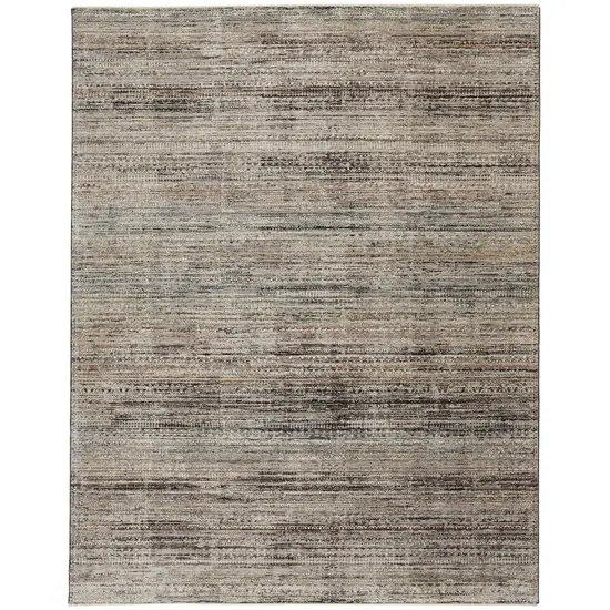 Ivory Gray And Black Abstract Distressed Area Rug With Fringe Photo 1