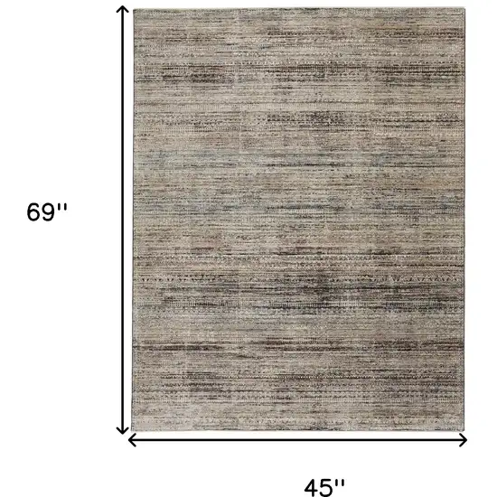 Ivory Gray And Black Abstract Distressed Area Rug With Fringe Photo 9