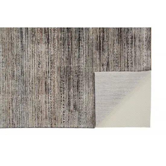 Ivory Gray And Black Abstract Distressed Area Rug With Fringe Photo 4