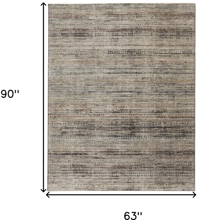 Ivory Gray And Black Abstract Distressed Area Rug With Fringe Photo 5