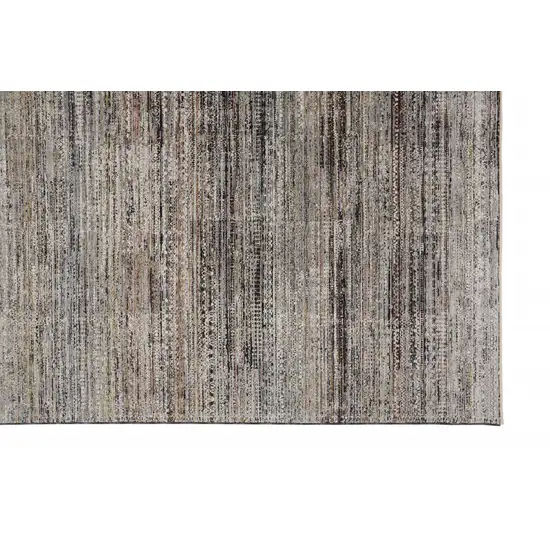 Ivory Gray And Black Abstract Distressed Area Rug With Fringe Photo 2