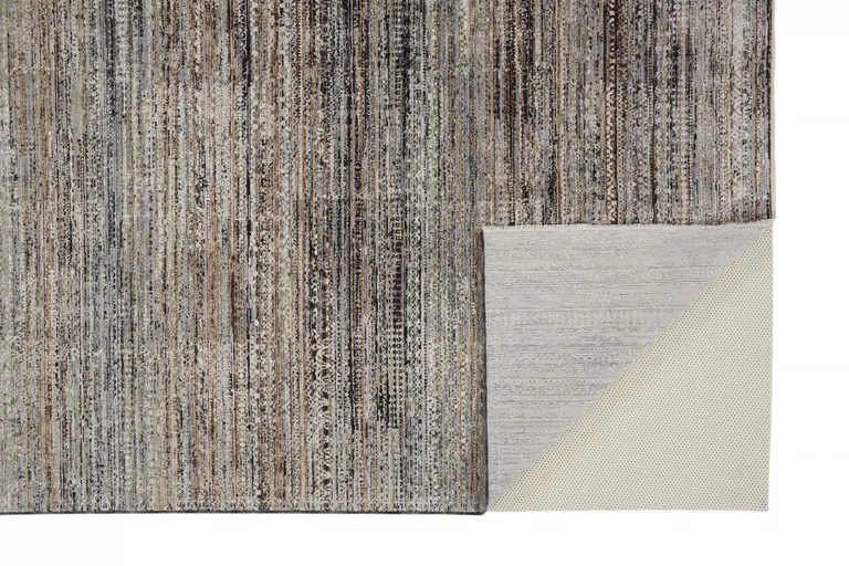 Ivory Gray And Black Abstract Distressed Area Rug With Fringe Photo 4