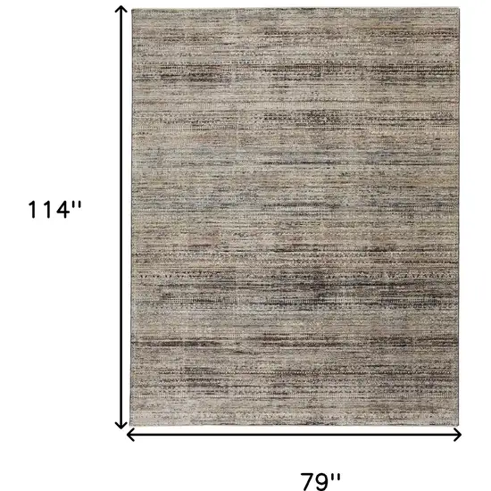 Ivory Gray And Black Abstract Distressed Area Rug With Fringe Photo 9