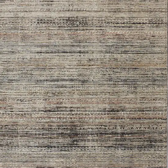 Ivory Gray And Black Abstract Distressed Area Rug With Fringe Photo 5