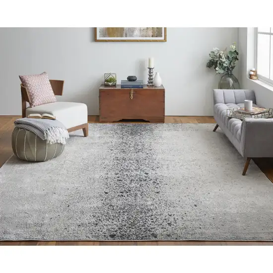 Ivory Gray And Black Abstract Power Loom Area Rug Photo 6