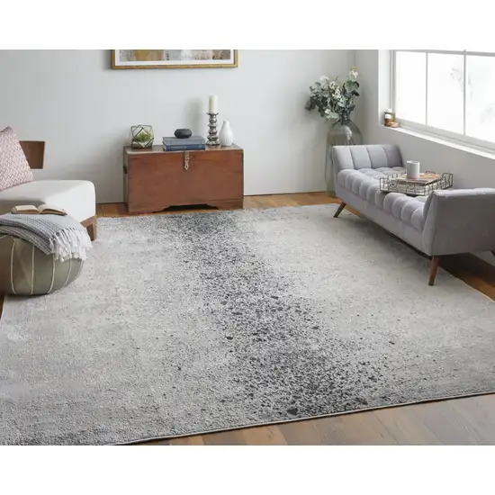 Ivory Gray And Black Abstract Power Loom Area Rug Photo 5