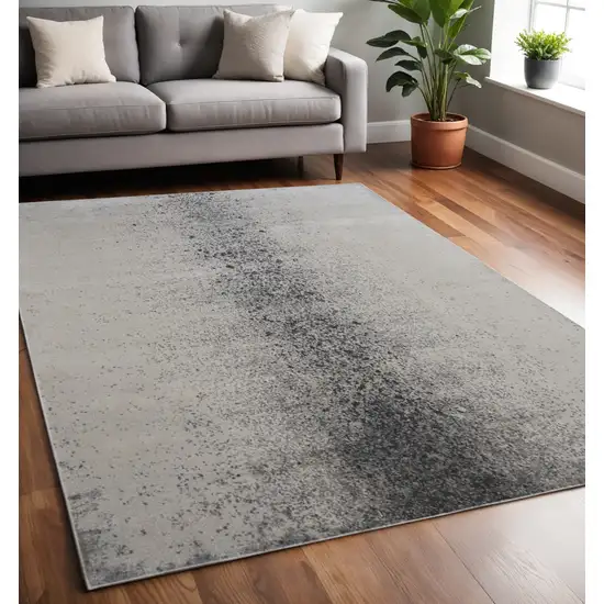 Gray and Ivory Abstract Power Loom Non Skid Area Rug Photo 1