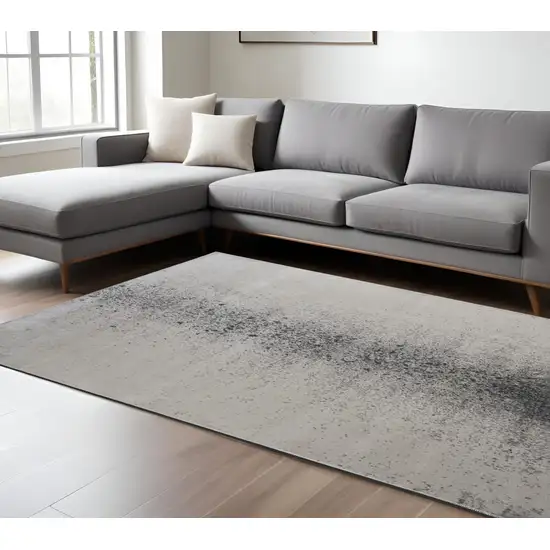 Gray and Ivory Abstract Power Loom Non Skid Area Rug Photo 1