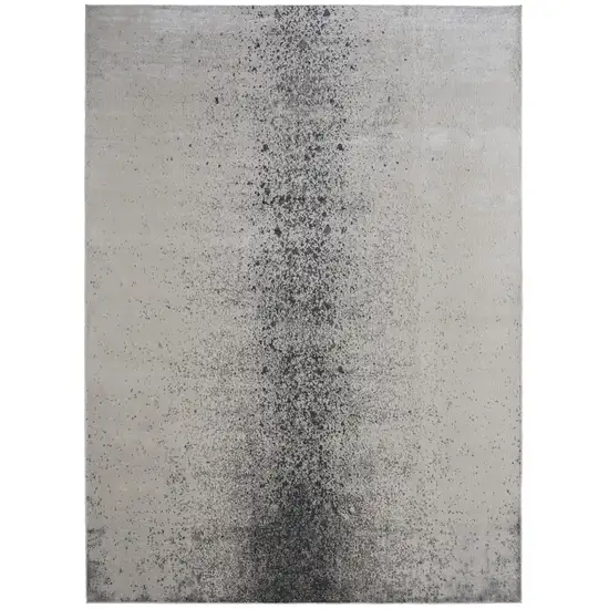 Ivory Gray And Black Abstract Power Loom Area Rug Photo 1