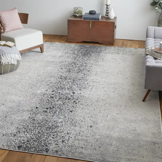 Ivory Gray And Black Abstract Power Loom Area Rug Photo 3