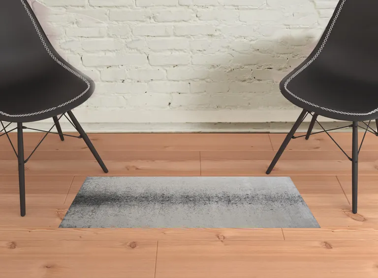 Ivory Gray And Black Abstract Power Loom Area Rug Photo 2