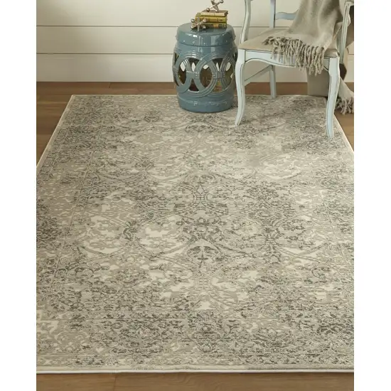 Ivory Gray And Black Abstract Stain Resistant Area Rug Photo 6