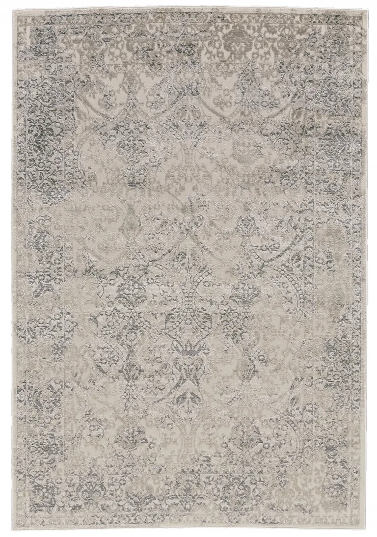 Ivory Gray And Black Abstract Stain Resistant Area Rug Photo 1