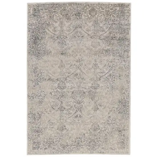 Ivory Gray And Black Abstract Stain Resistant Area Rug Photo 1