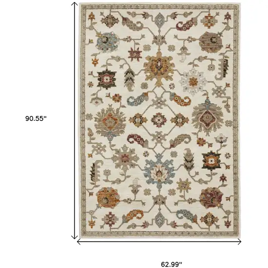 Ivory Gray And Black Oriental Area Rug Photo 3