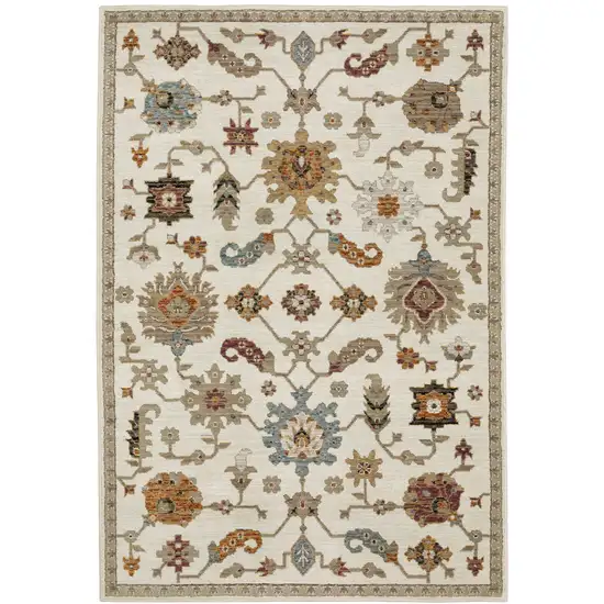 Ivory Gray And Black Oriental Area Rug Photo 2