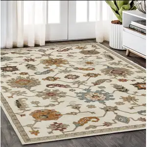 Photo of Ivory Gray And Black Oriental Area Rug