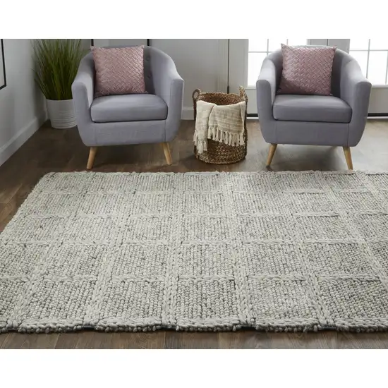 Ivory Gray And Black Wool Plaid Hand Woven Stain Resistant Area Rug Photo 7