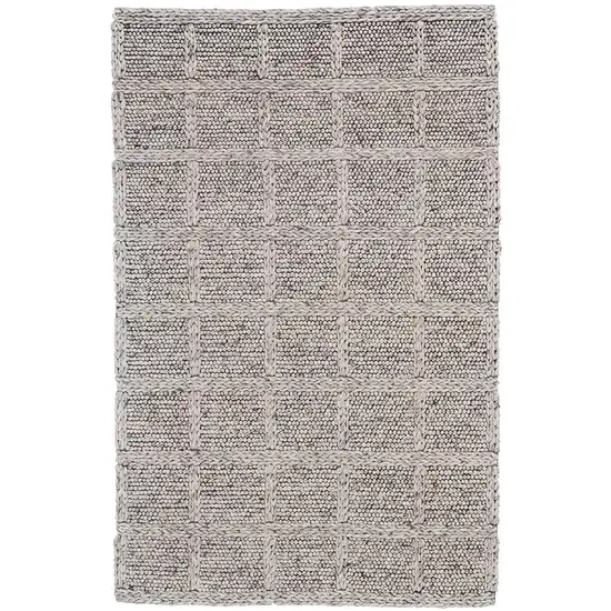 Ivory Gray And Black Wool Plaid Hand Woven Stain Resistant Area Rug Photo 1