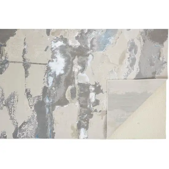 Ivory Gray And Blue Abstract Area Rug Photo 3