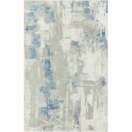 Ivory Gray And Blue Abstract Power Loom Stain Resistant Area Rug Photo 1