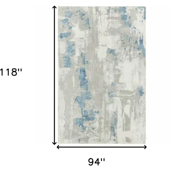 Ivory Gray And Blue Abstract Power Loom Stain Resistant Area Rug Photo 8