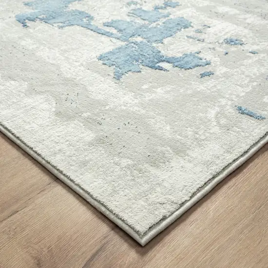 Ivory Gray And Blue Abstract Power Loom Stain Resistant Area Rug Photo 6