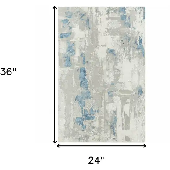 Ivory Gray And Blue Abstract Stain Resistant Area Rug Photo 8