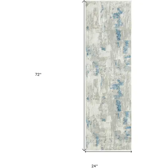 Ivory Gray And Blue Abstract Stain Resistant Area Rug Photo 7