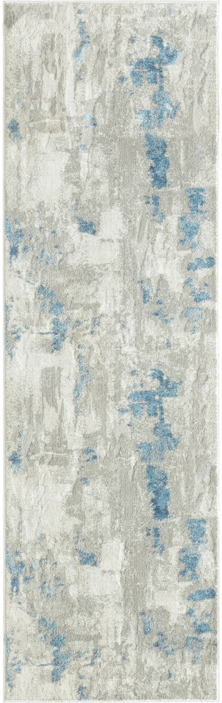 Ivory Gray And Blue Abstract Stain Resistant Area Rug Photo 1