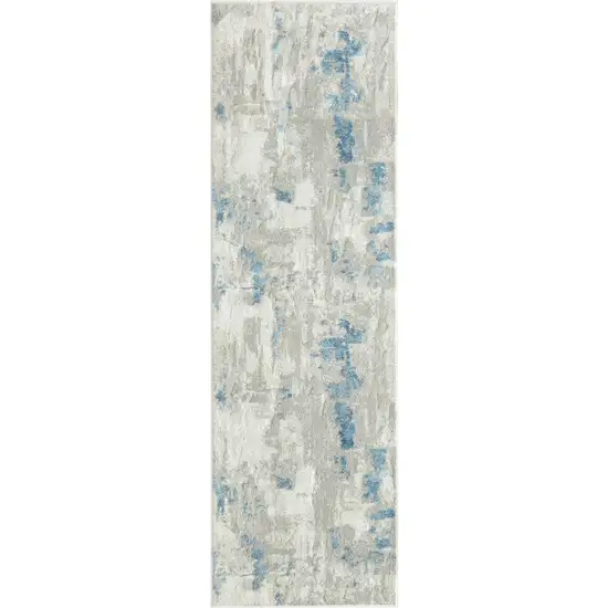 Ivory Gray And Blue Abstract Stain Resistant Area Rug Photo 1