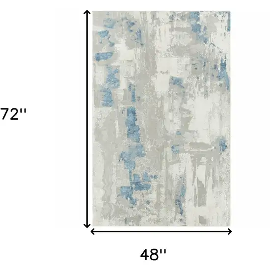 Ivory Gray And Blue Abstract Stain Resistant Area Rug Photo 8