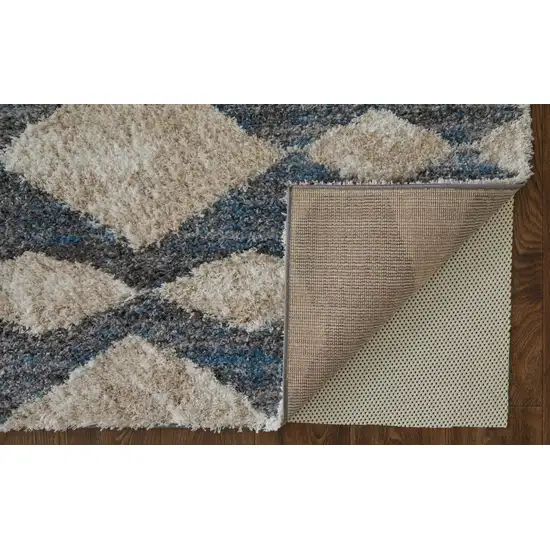 Ivory Gray And Blue Chevron Power Loom Stain Resistant Area Rug Photo 5