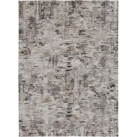 Gray and Ivory Abstract Power Loom Distressed Area Rug Photo 2